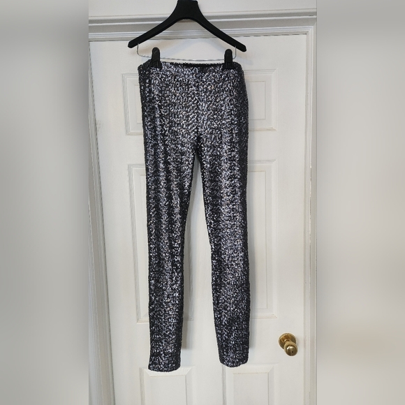Bardot Silvery Blue Sequin Slim Fit Pant - Size 6 - Picture 3 of 9